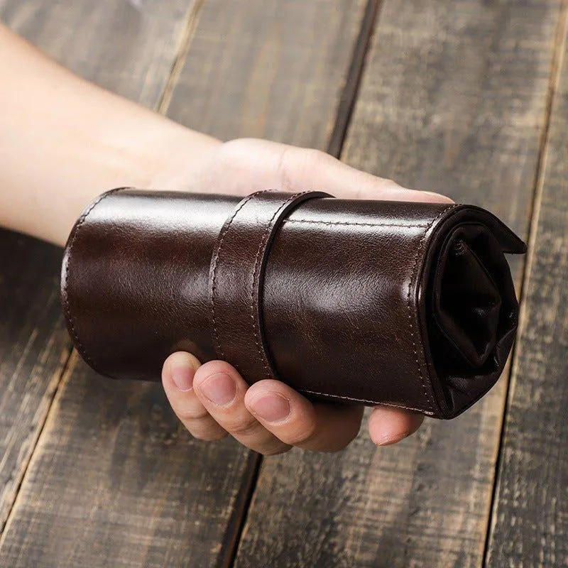 Woosir Leather Watch Travel Roll Case for 6 Watches