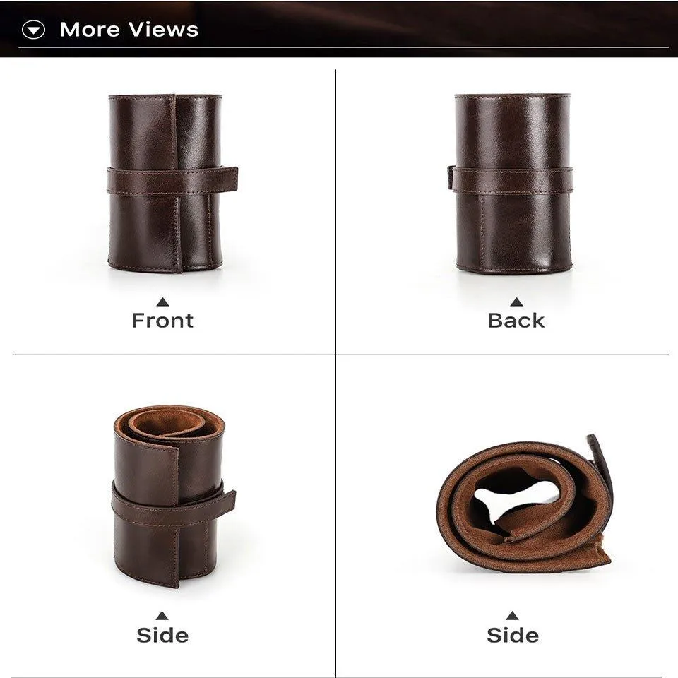 Woosir Leather Watch Travel Roll Case for 6 Watches