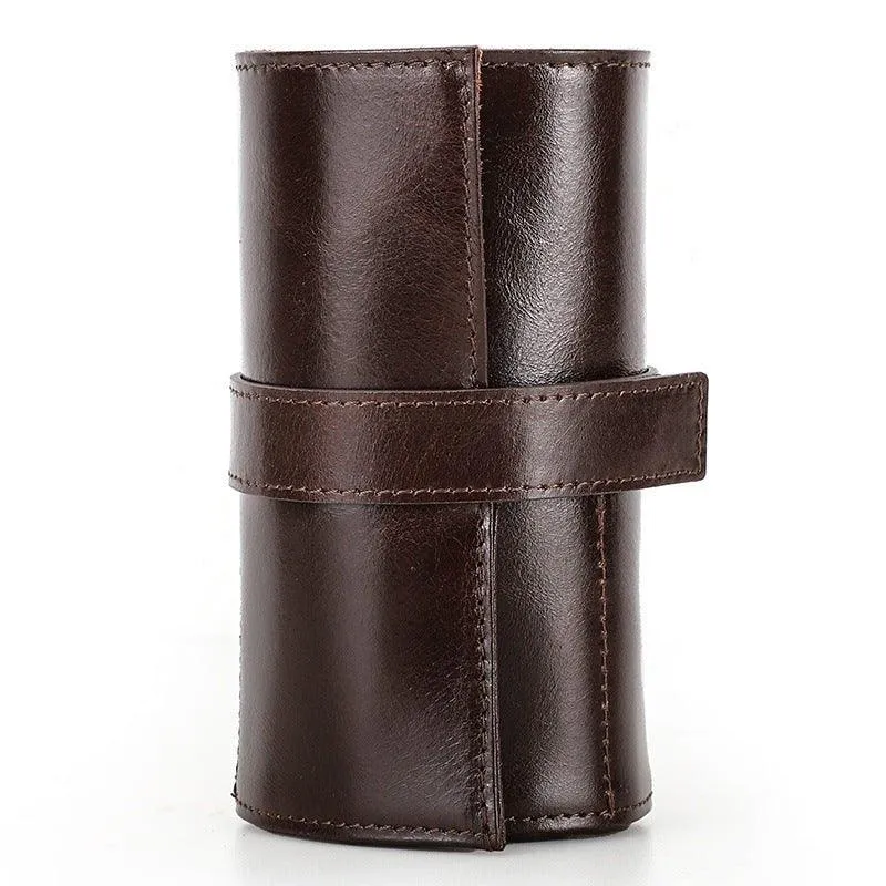 Woosir Leather Watch Travel Roll Case for 6 Watches