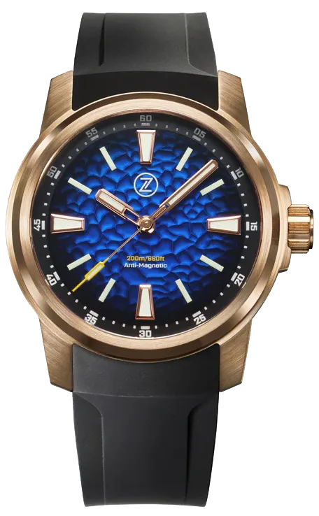 Zelos Aurora Field 38mm Bronze Hammered Blue