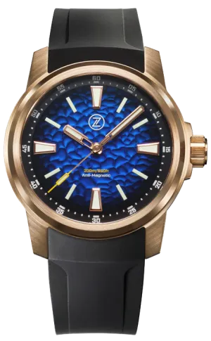 Zelos Aurora Field 38mm Bronze Hammered Blue